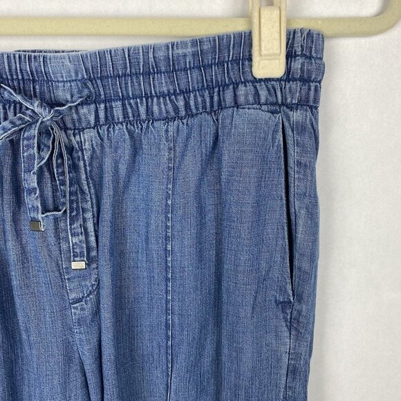 Gap Women Versatile Jogger Pants Chambray Dark Indigo Blue Tencel Pull On Size 2 - Picture 3 of 5
